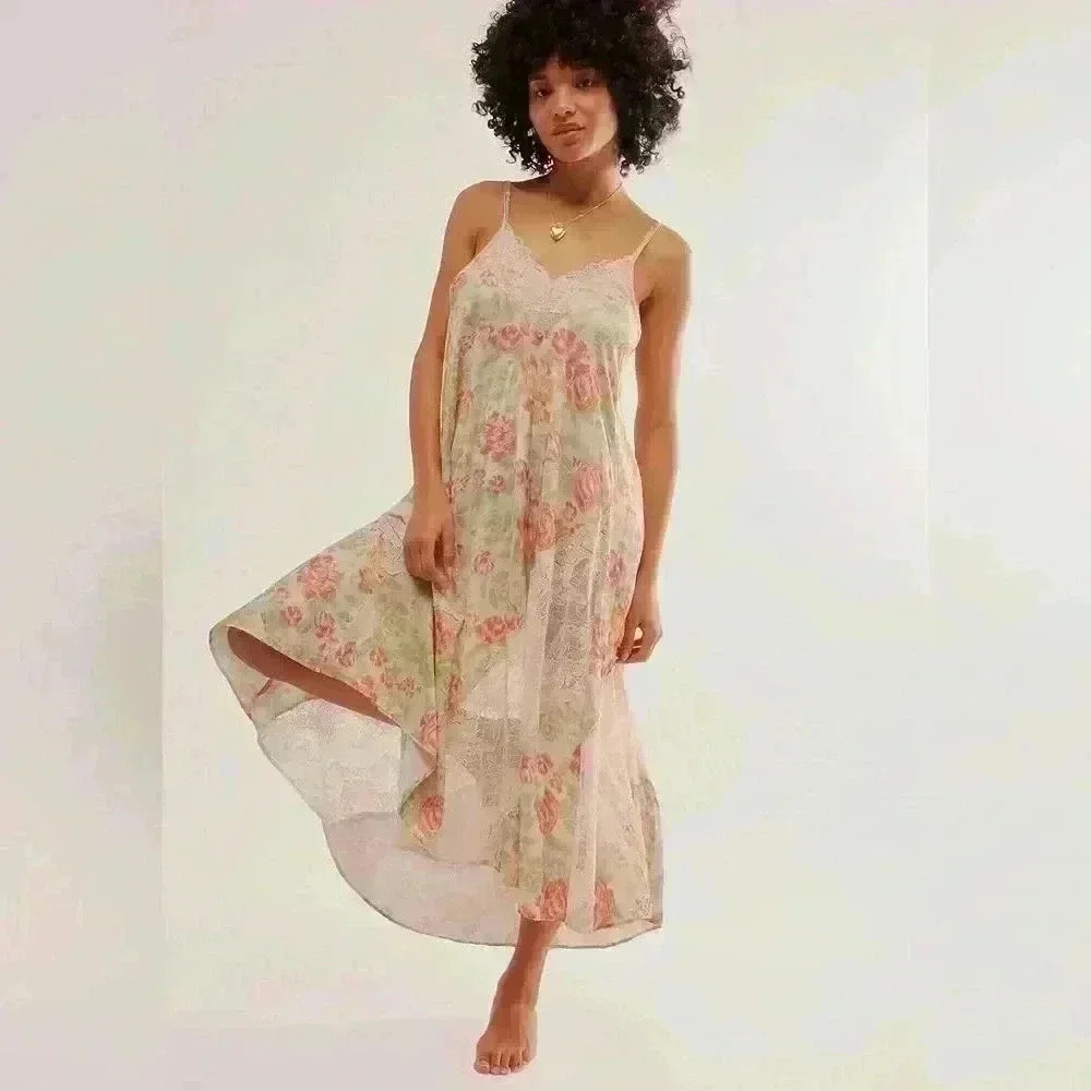 Free People Intimately Free First Date Print Sleeveless Maxi Dress Size Small